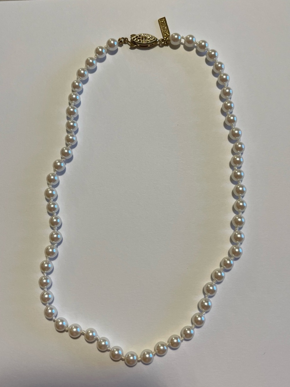 Napier White Pearl Necklace with Gold-Tone Clasp 16”
